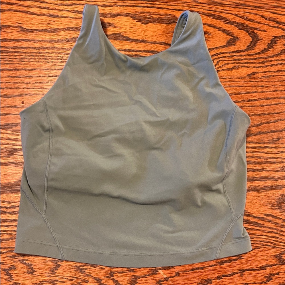 lululemon high neck align bra tank grey green EUC size 4